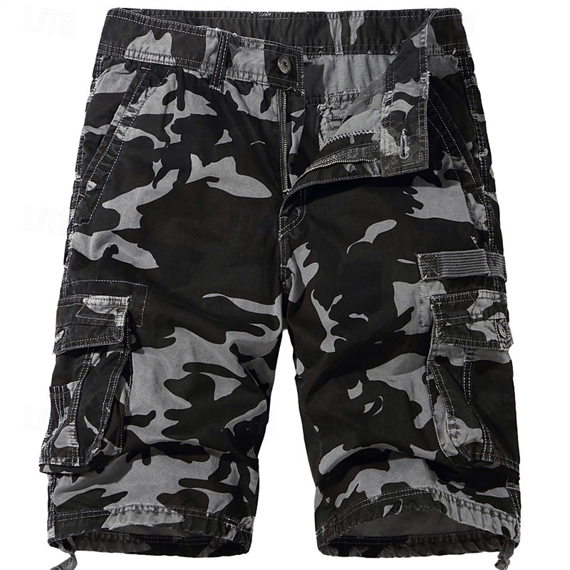 Men's Cargo Shorts Shorts Summer Shorts Multi Pocket Flap Pocket Camo Comfort Wearable Knee Length Outdoor Sport Daily Fashion Casual Camouflage - Army Green Light Grey4