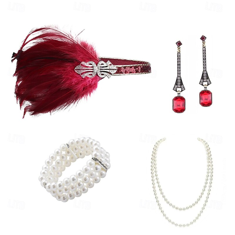 1920s The Great Gatsby Flapper Headband The Great Gatsby Feather Retro Sparkling Glitter Fancy Dress Women's Carnival Valentine's Day Masquerade Party Evening Wear Masquerade Festival Adults' 14