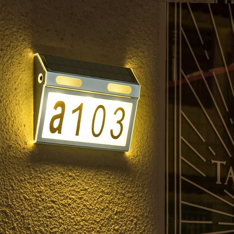 1 Pc outdoor solar stainless steel door light IP65 waterproof street sign high brightness light bead three level dimming wall light House Number Lights3