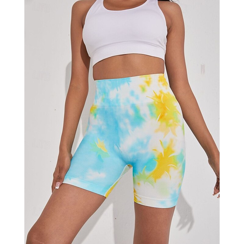 Women's Yoga Shorts Elastic Waistband Butt Lift Lightweight Tummy Control High Waist Pilates Gym Workout Golf Shorts Colorful Blue Green Sports Activewear Stretchy Slim4