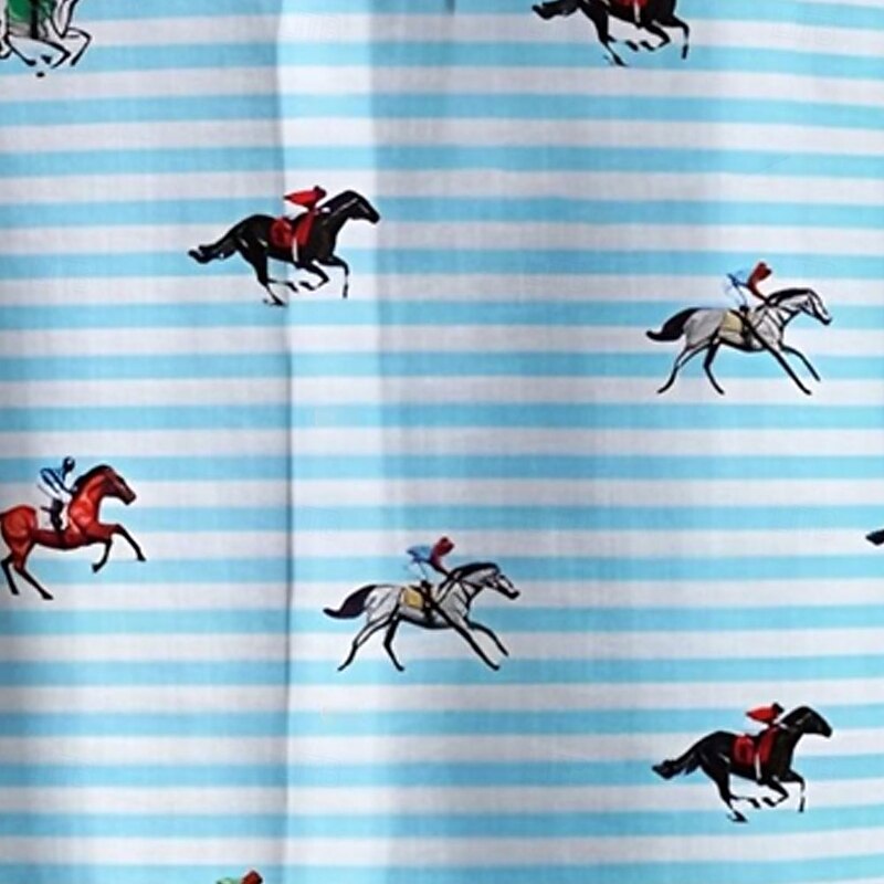 Kentucky Derby Men's Striped Horse Racing Shirt Casual Shirt Button Up Shirt Short Sleeve Fashion Casual Vacation Holiday Streetwear Summer Spring Turndown 3D Print Collared Shirts Front One Pocket2