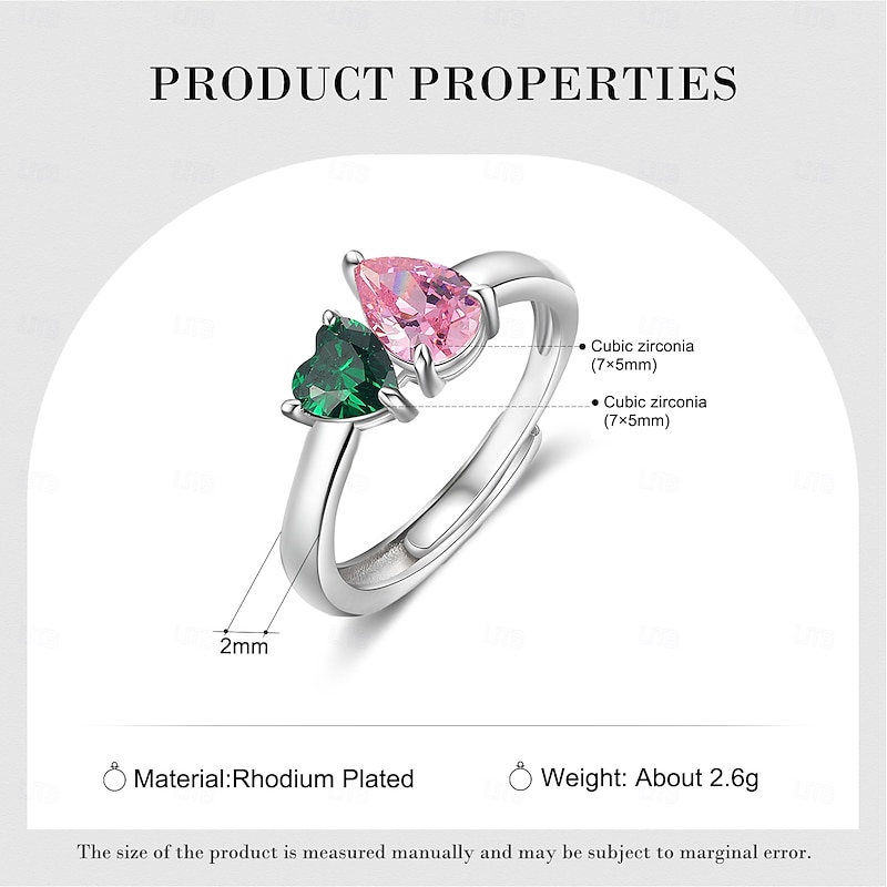 Personalized Birthstone Ring for Her, Adjustable Double Stone Open Design Jewelry, Gift for Mom Wife Girlfriend, Mother's Day Valentine's Day Birthday Anniversary Present2