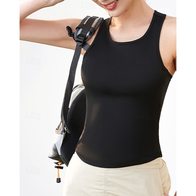 Women's Solid Colored Workout Tank Top Sport Shirt Sports Tank Top Tank Top Sleeveless Moisture Wicking Breathable Tennis Golf Pickleball Crew Neck Racerback Black White Light Red Tennis Clothing