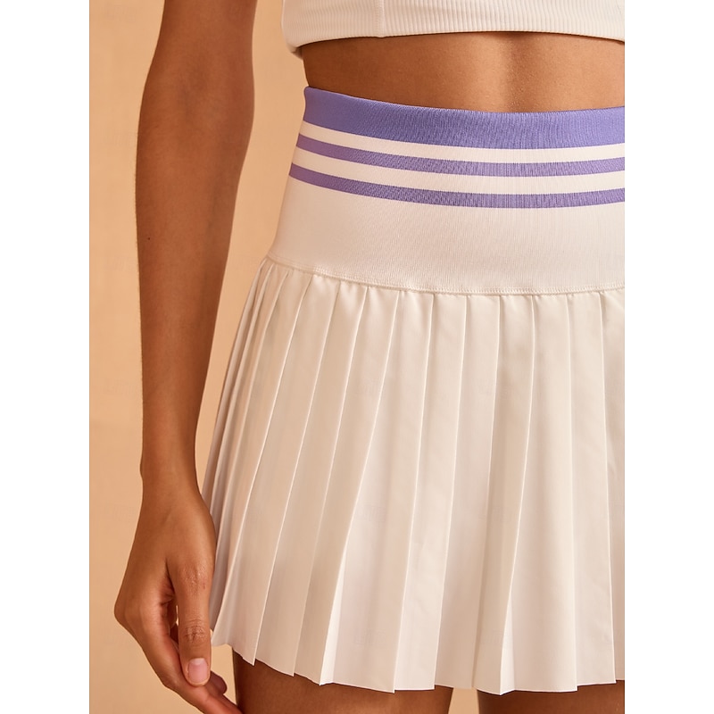 Tennis Pickleball High Waist Skort 14.5inch with Pocket Built-in Shorties Contrast Color Waistline3