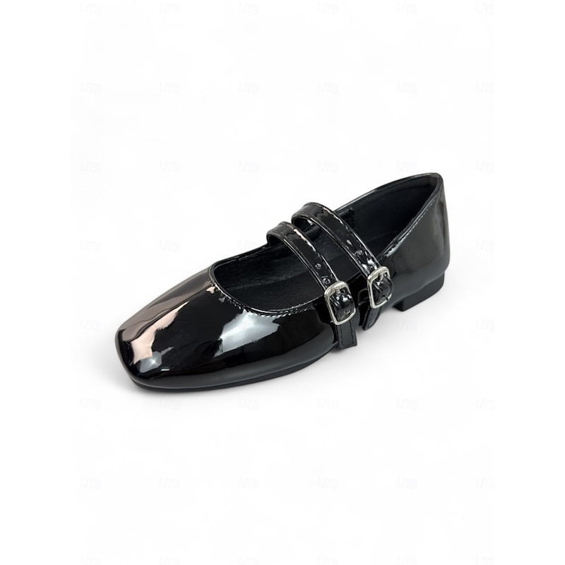 Little Girls' Double Strap Patent Mary Jane Flats – Classic Buckle School Shoes for Daily Wear and Uniform Use4