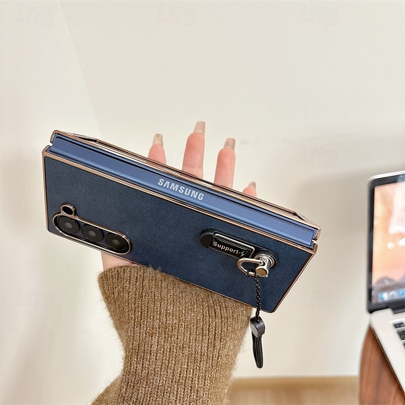 Phone Case For Samsung Galaxy Z Fold 6 Z Fold 5 Z Fold 4 Z Fold 3 Back Cover with Lanyard Shockproof Retro PC PU Leather3