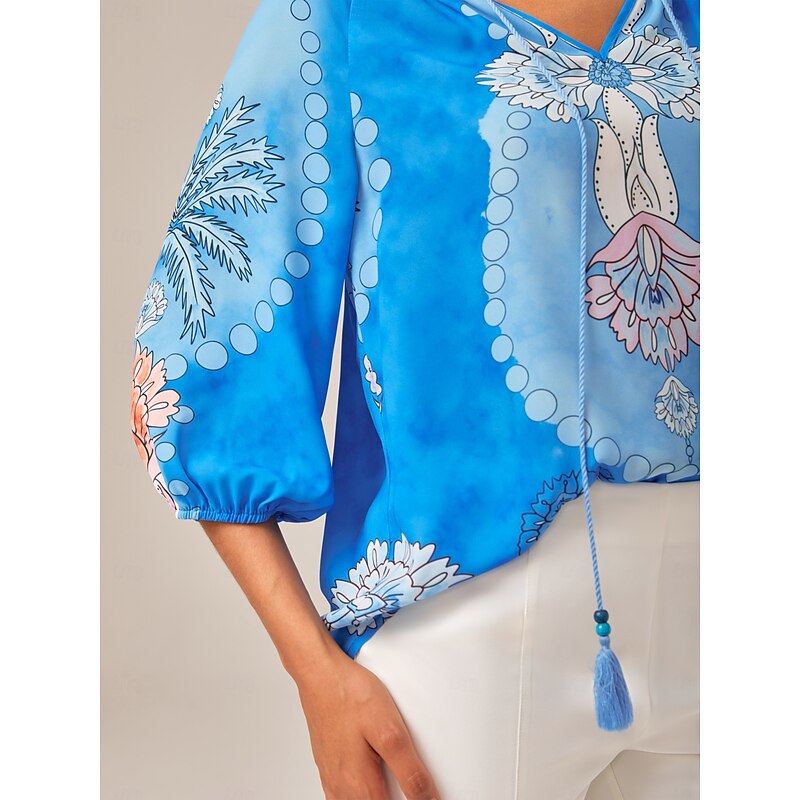 Vacation-Style Placement Print Pullover Top3