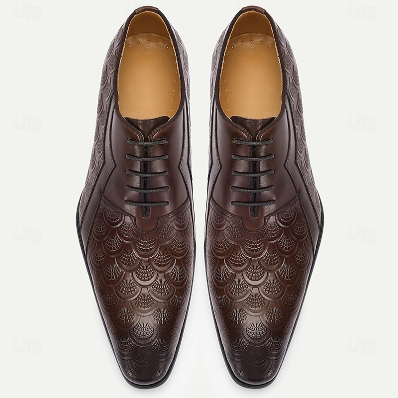 Men's Brown Embossed Leather Oxfords – Kentucky Derby Shoes for Business and Special Events4
