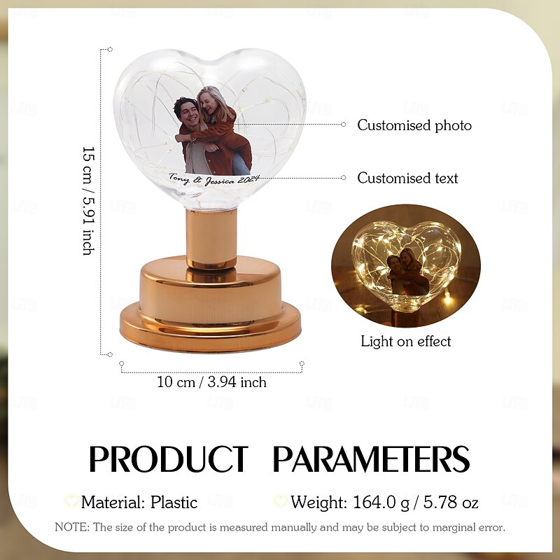 Personalized LED Heart-Shaped Light, Custom Photo & Text, Perfect Gift for Couples, Anniversary, Birthday, Valentine's Day, Home Decor, Xmas & New Year2