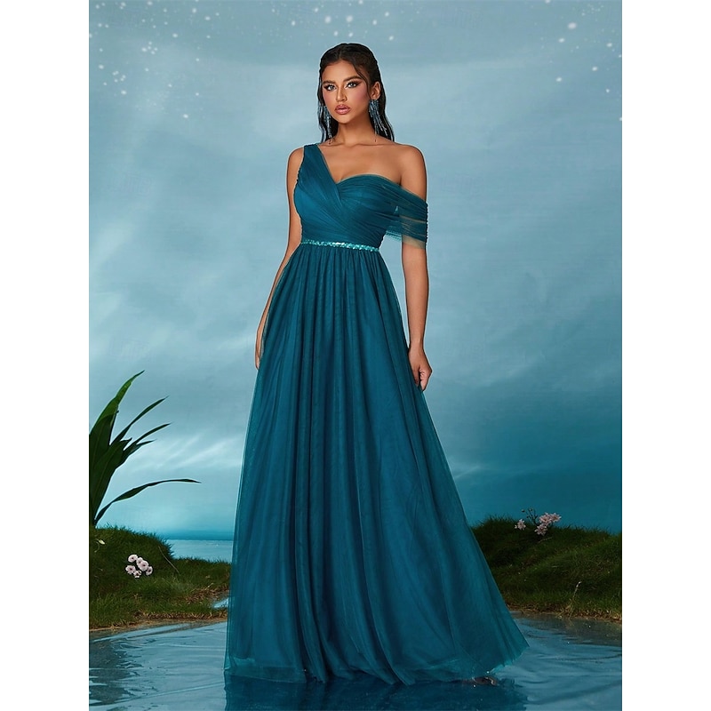 A-Line Quinceanera Dresses Party Dress Wedding Wedding Guest Floor Length Sleeveless V Neck Tulle Backless with Pleats4