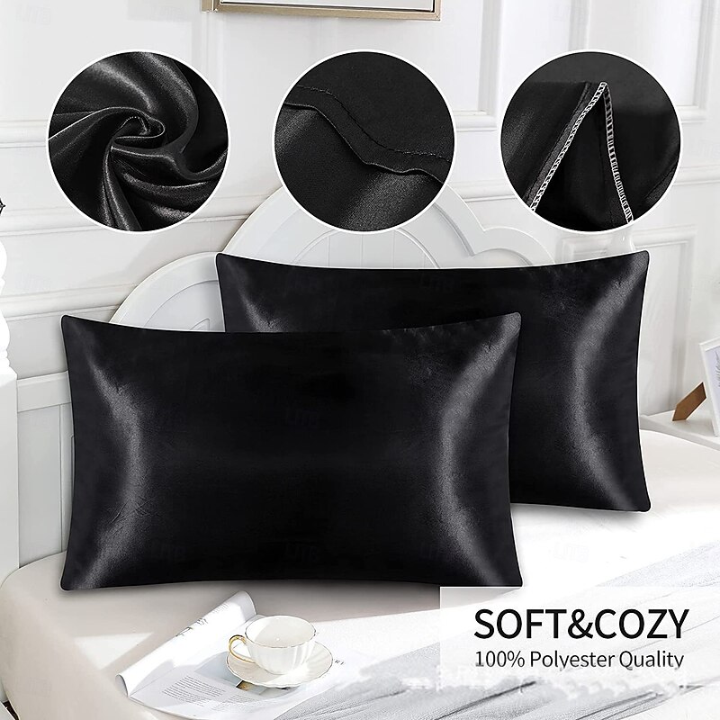 Satin Envelope Zipperless Pillowcase Simulated Silk Cold Feeling Pillowcase Pillow Cover2