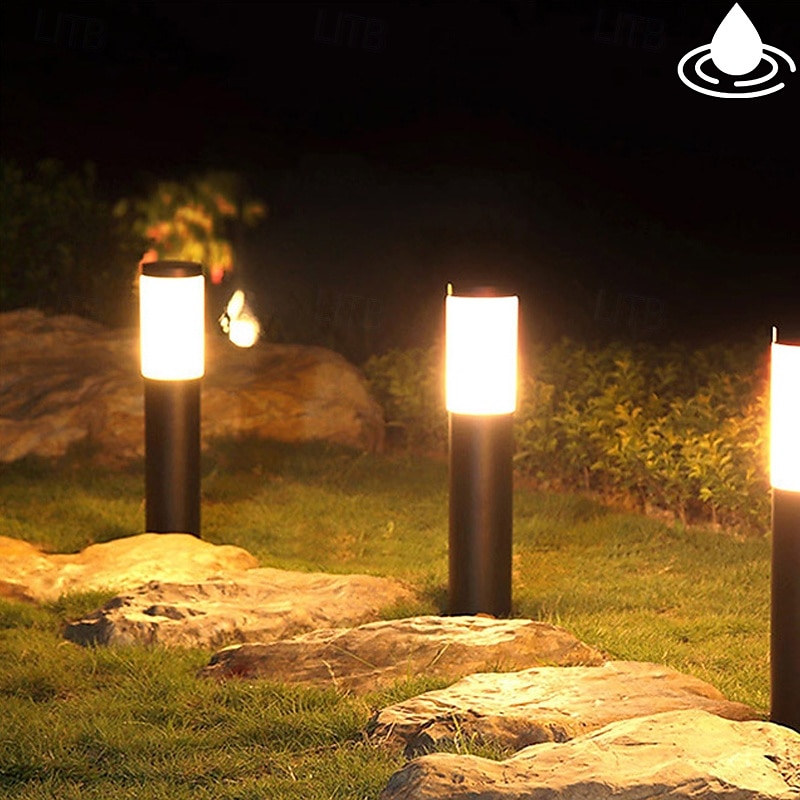 2pcs Pathway Lights Solar Outdoor Garden Lights Stainless Steel Waterproof LED Patio Light Villa Backyard Street Lighting Courtyard Landscape Decoration Lamp