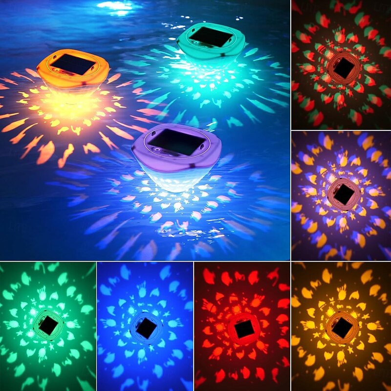 Solar Underwater Lights Floating Pool Lights with RGB Color Changing Rechargeable Fish Pattern Swimming Pool Lights IP67 Outdoor Pool Lights with 6 Lighting Modes for Inground Pool Hot Tub Bath Pond2