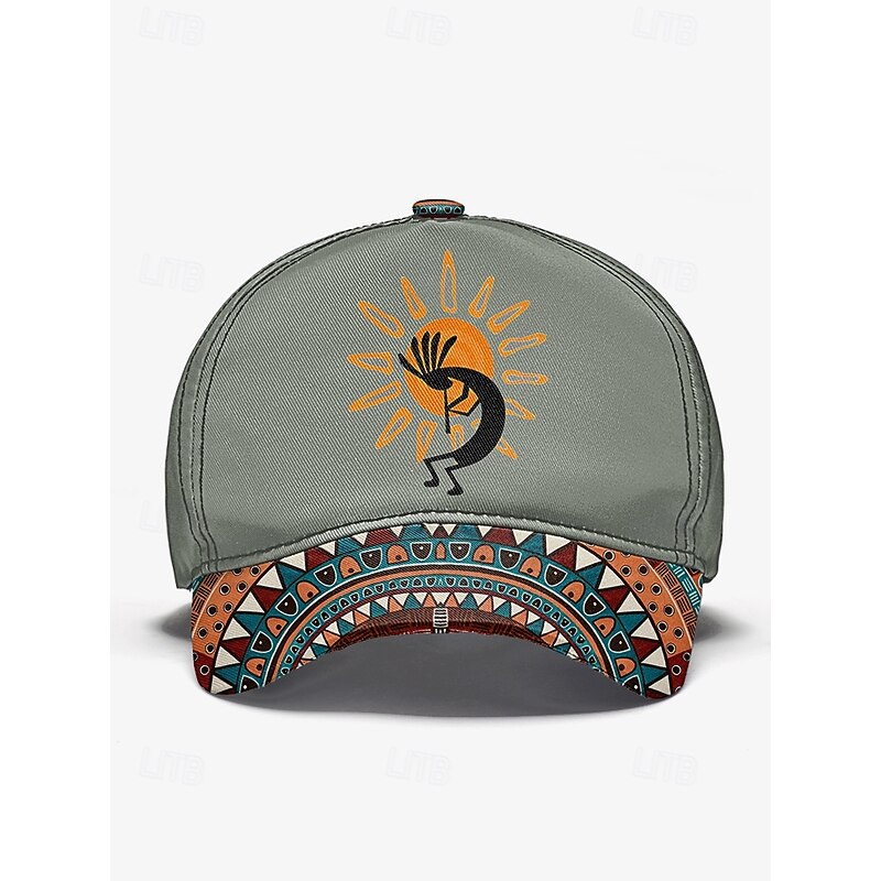Men's Camouflage Print Baseball Cap with Tribal Pattern, Adjustable Sun Protection Hat for Outdoor Sports, Hiking, and Casual Wear3