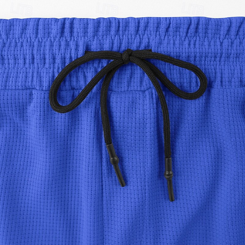 Men's Waffle Shorts Cargo Shorts Running Shorts Casual Shorts Drawstring Multi Pocket Straight Leg Plain Breathable Moisture Wicking Knee Length Outdoor Casual Daily Vacation Fashion Black White3