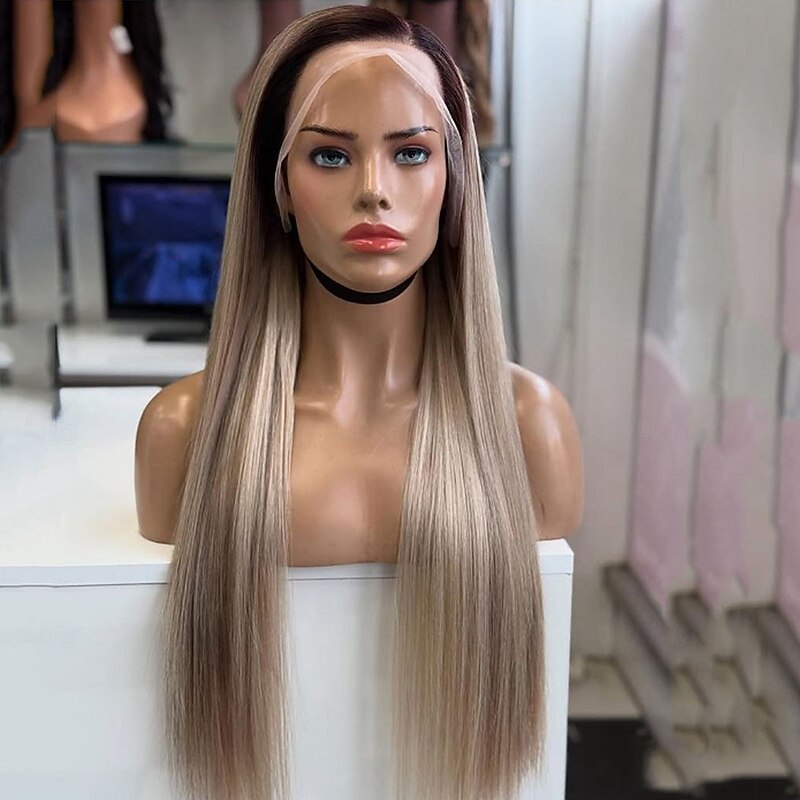 Raw Human Hair 5x5 Lace Closure Wigs Ombre Ash Blonde Highlight 13x4 Free Part Lace Front Wig with Baby Hair Highlighted Human Hair Wigs3