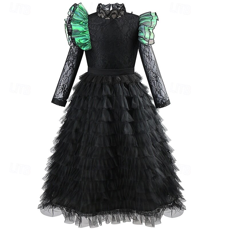 Witch Fairy Elphaba Dress Tulle Dresses Movie Cosplay Costume Carnival Costume Walpurgis Night Dress Up Movie Cosplay for Girls' Kids Halloween Carnival World Book Day Performance Party Comic Con