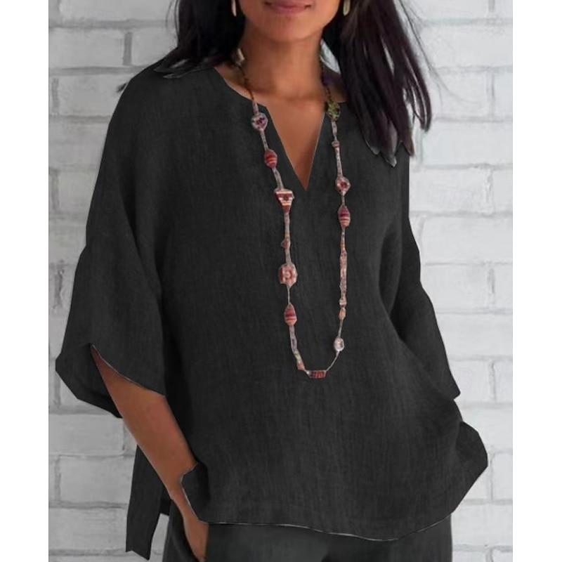 Women's Shirt Solid Color Plain Daily Stylish Casual Long Sleeve Crew Neck Regular Tops Daily Holiday Going out Black White Blue Khaki Gray Summer Spring4