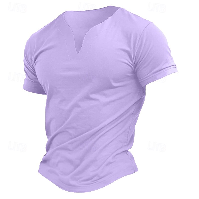 Men's T Shirt Tee Top Short Sleeve Short Sleeves V Neck Notched Summer Solid Color Plain Fashion Designer Basic Classic Style Vacation Street Casual Black Pink White Top Tee for Men4