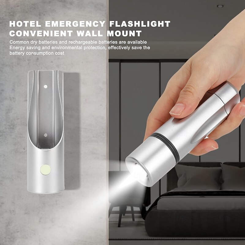 Wall Mounted Flashlight Flashlight, LED High Brightness Battery Powered Small Emergency Flashlight, Escape Lighting Torch for Home, Hotel, and Emergency Use