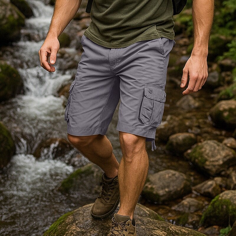 Men's Cargo Shorts Outdoor Shorts Camping Shorts Casual Shorts Hiking Shorts Multi Pocket Straight Leg Plain Moisture Wicking Wearable Knee Length Outdoor Casual Daily Vacation Classic Style Black2