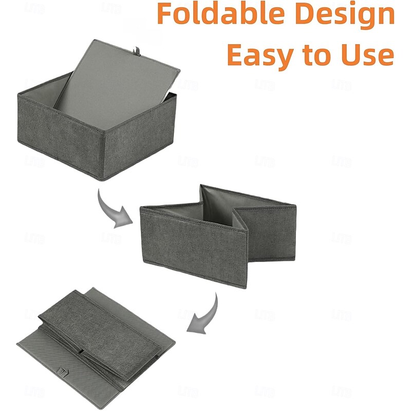 6 Pack Socks Underwear Drawer Organizer Storage, Foldable Fabric Closet Dividers for Bras, Panties, Ties, Lingerie, Wardrobe Storage Bins for Drawers and Shelves4