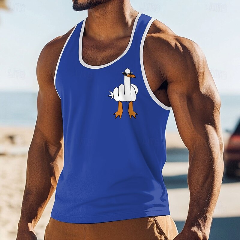 Men's Funny Duck T Shirt Vest Top Sleeveless T shirt 3D Print Crew Neck Shirt Vacation Street Casual Daily Black Red Blue Summer Spring Clothing Apparel S M L XL XXL XXXL4