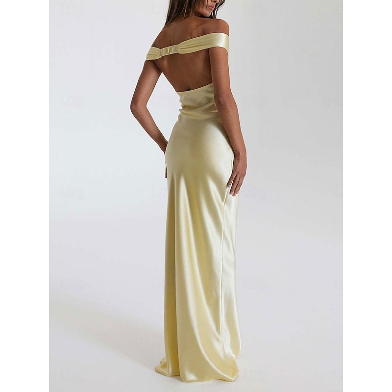 Dress Mermaid / Trumpet Party Dresses Elegant Dress Wedding Wedding Guest Floor Length Sleeveless Off Shoulder Backless with Ruched2