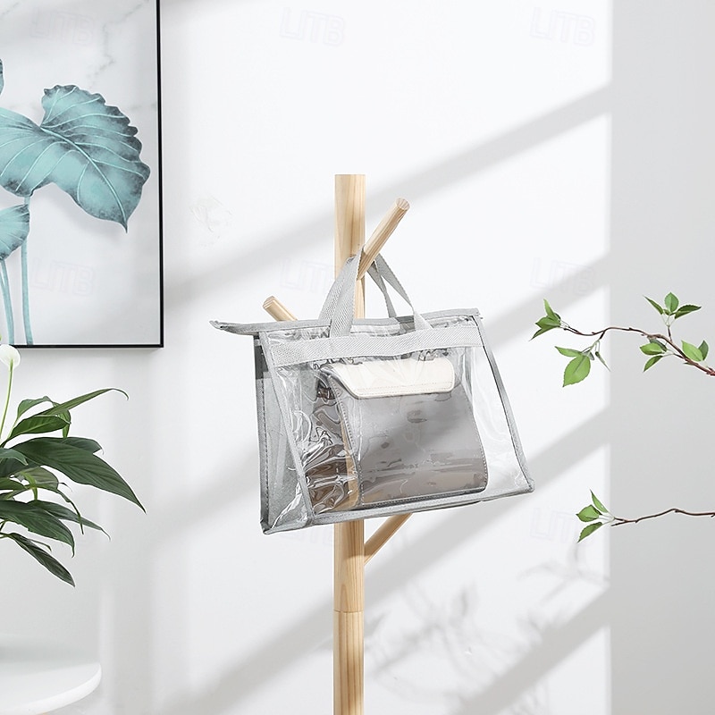 1pc Dust Cover Organizer Bags- Clear Handbag Storage Bag Purse Storage Organizer with Zipper and Handles for Closet Handbags Purses2