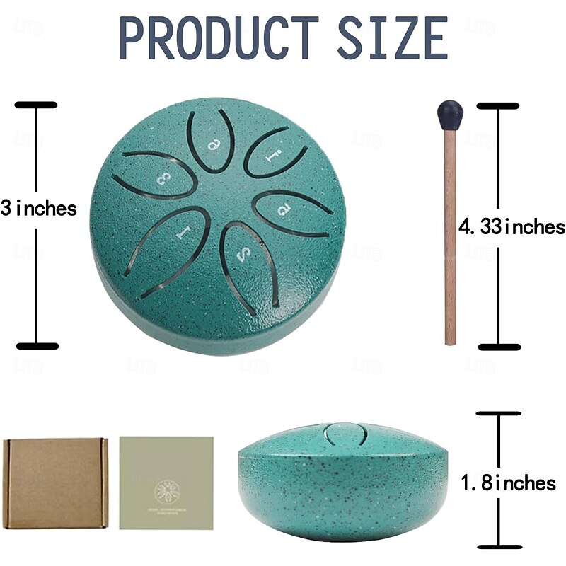 Rain Drum for Outside Garden with The Fingerstalls 3 Inches 6 Notes Steel Tongue Drum, Waterproof Mini Hand Drum with Fingerstalls, Outdoor Musical Chime Instrument for Patio Yard Decor3