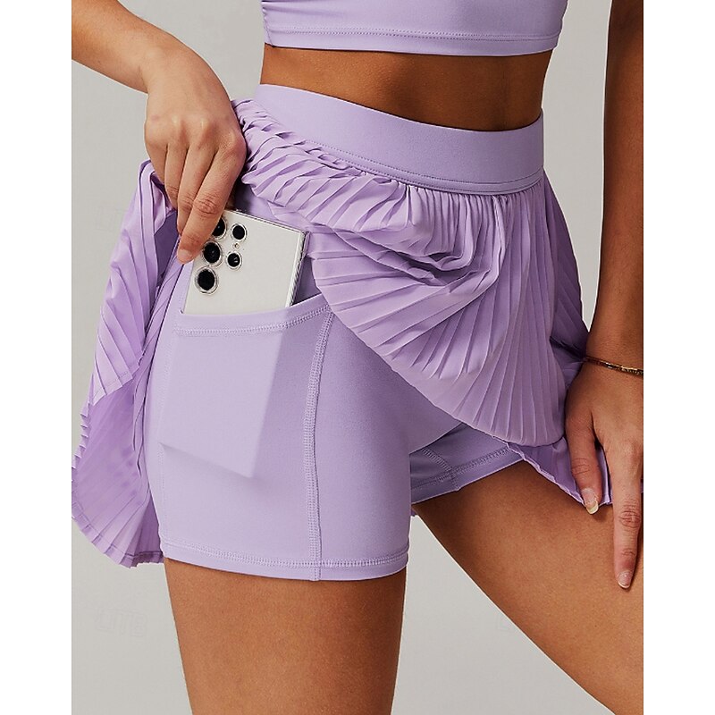 Women's Solid Colored Tennis Skirts Tennis Skirts with Shorts Pleated Side Pockets Breathable Tennis Golf Pickleball Bottoms Black White Red Tennis Clothing2