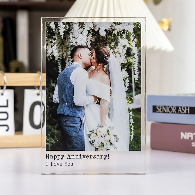 Personalized Photo Block Acrylic Custom Wedding Anniversary Gift Acrylic Plaque Photo Text Crystal Wedding gift Birthday Father's Day Weddings