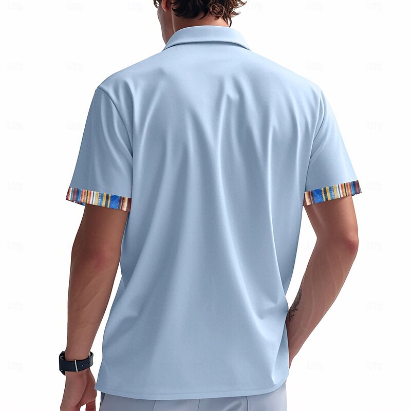 Men's Golf Shirt Pique Polo Shirt Business Casual Classic Short Sleeve Fashion Basic Solid Color Buttons Summer Spring &  Fall Regular Fit Dark Grey White Light Grey Khaki Light Blue Golf Shirt3