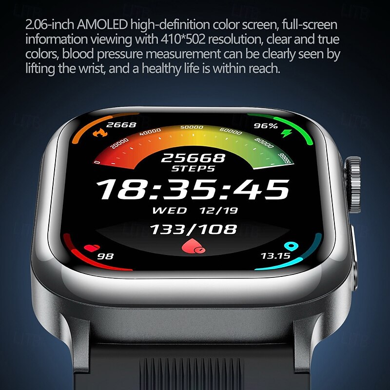 696 TK66 Smart Watch 2.06 inch Smartwatch Fitness Running Watch Bluetooth ECG+PPG Pedometer Call Reminder Compatible with Android iOS Men Hands-Free Calls Message Reminder IP 67 49mm Watch Case3