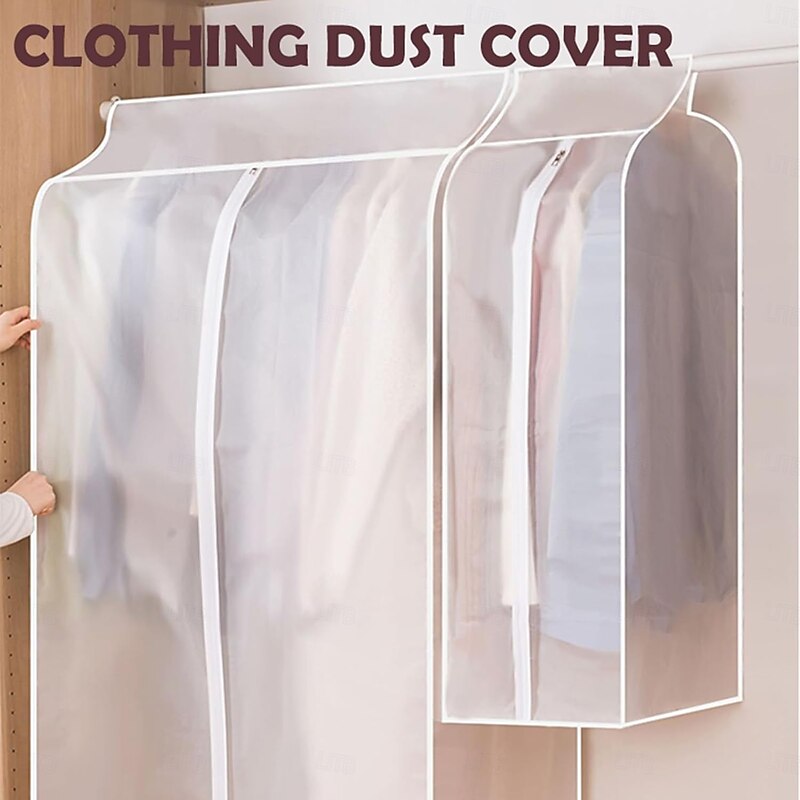 Garment Dust Cover for Clothes Rack, Full Zippered Wardrobe Storage Bag, Transparent Protective Cover for Hanging Coat Rack, Anti-Dust Closet Organizer2