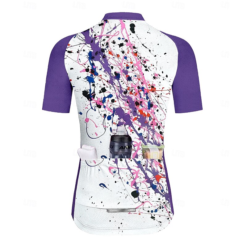 Women's Cycling Jersey Graphic Polka Dot Gradient Short Sleeve Bike Jersey Top with 3 Rear Pockets Sunscreen UV Resistant Quick Dry Reflective Strips Sports Purple Clothing Apparel2