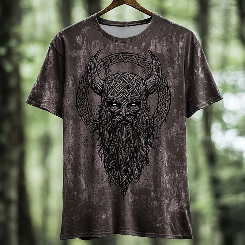 Men's Viking T Shirt Short Sleeve T shirt 3D Print Crew Neck Shirt Fashion Daily Basic Street Casual Daily Red Blue Green Summer Spring All Seasons Clothing Apparel S M L XL XXL XXXL3