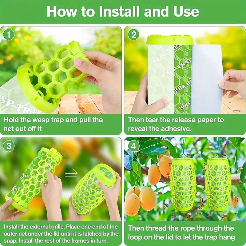 Wasp Trap (Outdoor Hanging) Sticky Wasp Trap for Gardens Yards Farms etc. 1 pack3