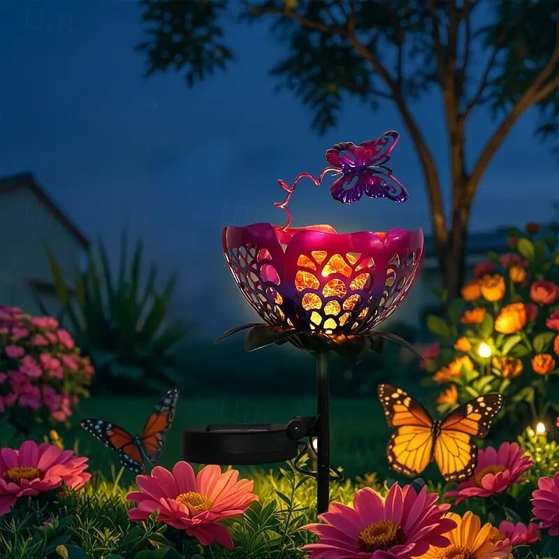 Solar Iron Tulip Butterfly Light Waterproof Garden Light Outdoor Lawn Courtyard Walkway Holiday Landscape Decoration3