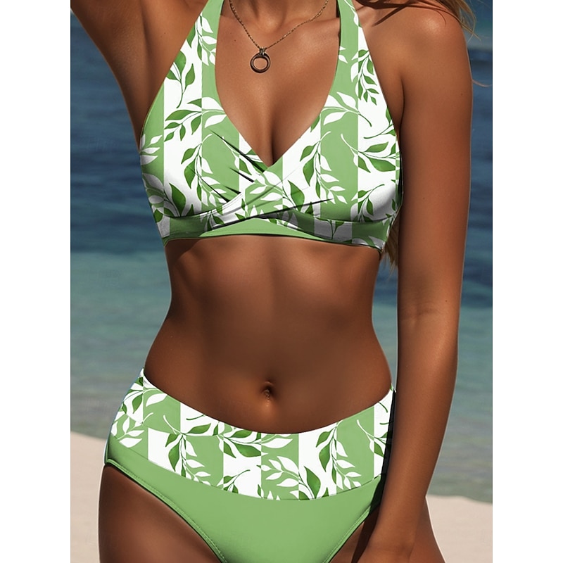 Women's Swimsuits Bikini 2 Piece Swimsuit Fashion Stylish Floral Graphic Sleeveless Bathing Suits3
