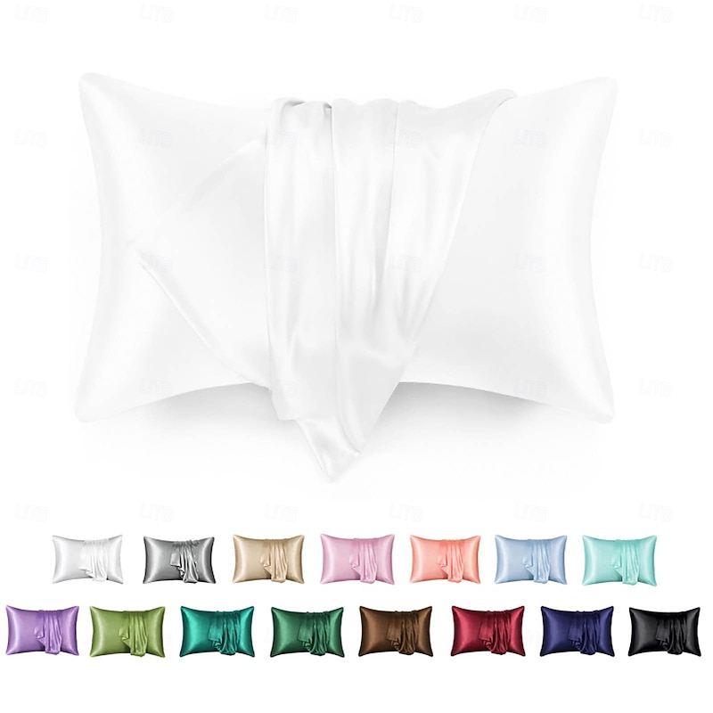 Pure Color Imitation Silk Satin Pillowcase Pocket Pillow Summer Spring