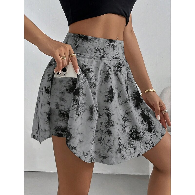 Women's Short Skirt culottes Slim Fashion Casual Mini High Waist Skirts Graphic Tie Dye Stretchy Daily White Pink Gray Summer Knit Polyester4
