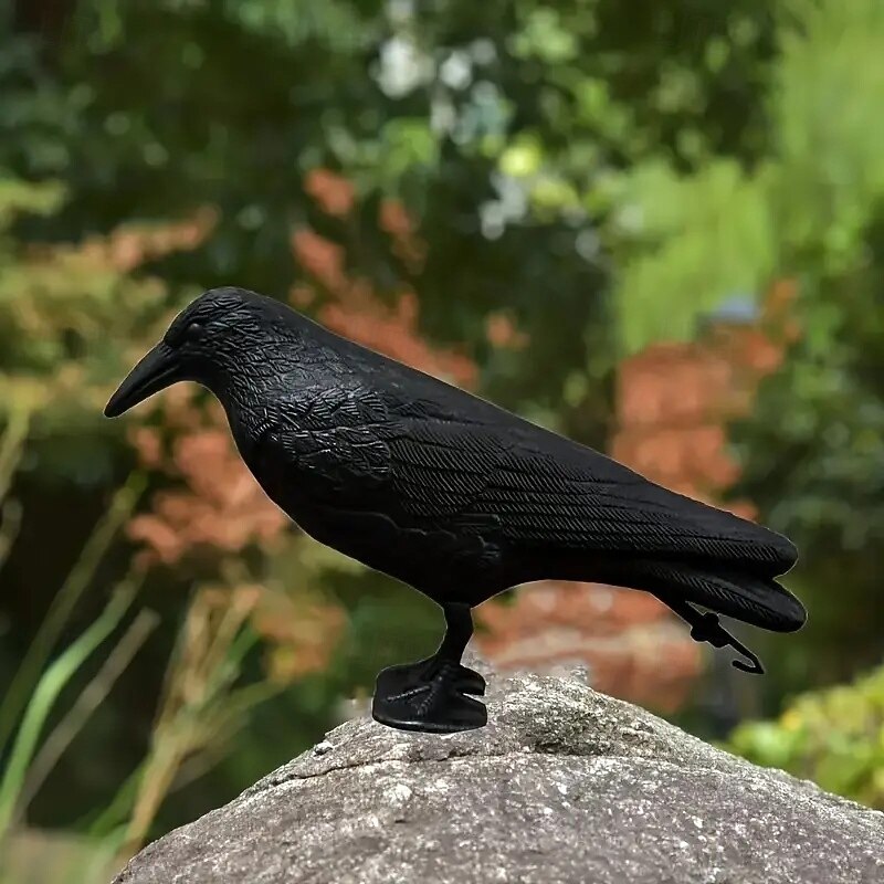 1 Simulated Black Crow Statue 3D Crow Simulated Bird Scary Mouse Insect Repellent Outdoor Garden Decoration for Pigeons to Drive Crows3