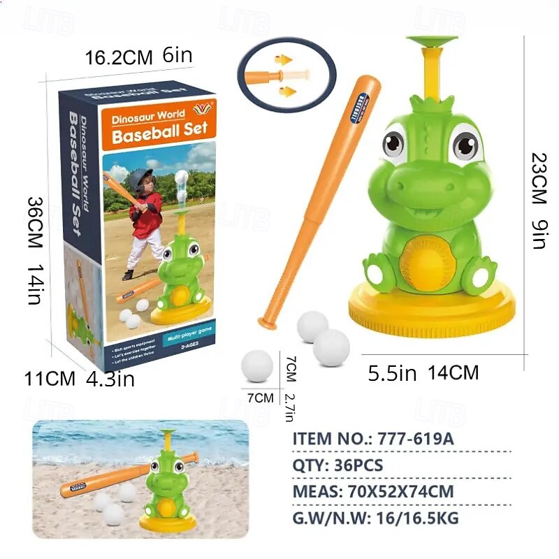 Dinosaur Baseball Set Parent-child Indoor And Outdoor Activity Toy Server Christmas Gift (including 3 Balls)3