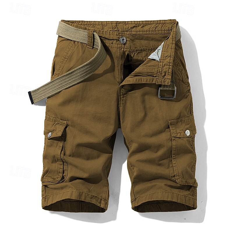 Men's Cargo Shorts Shorts Summer Shorts Multi Pocket Button-Down Flap Pocket Plain Comfort Wearable Knee Length Outdoor Sport Daily Fashion Casual Black Blue