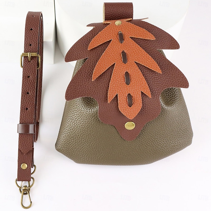 Medieval Renaissance Bag Belt Pouch Coin Purse Elf Viking Ranger Leaf Fancy Dress Women's Halloween Carnival Casual LARP Ren Faire Adults4