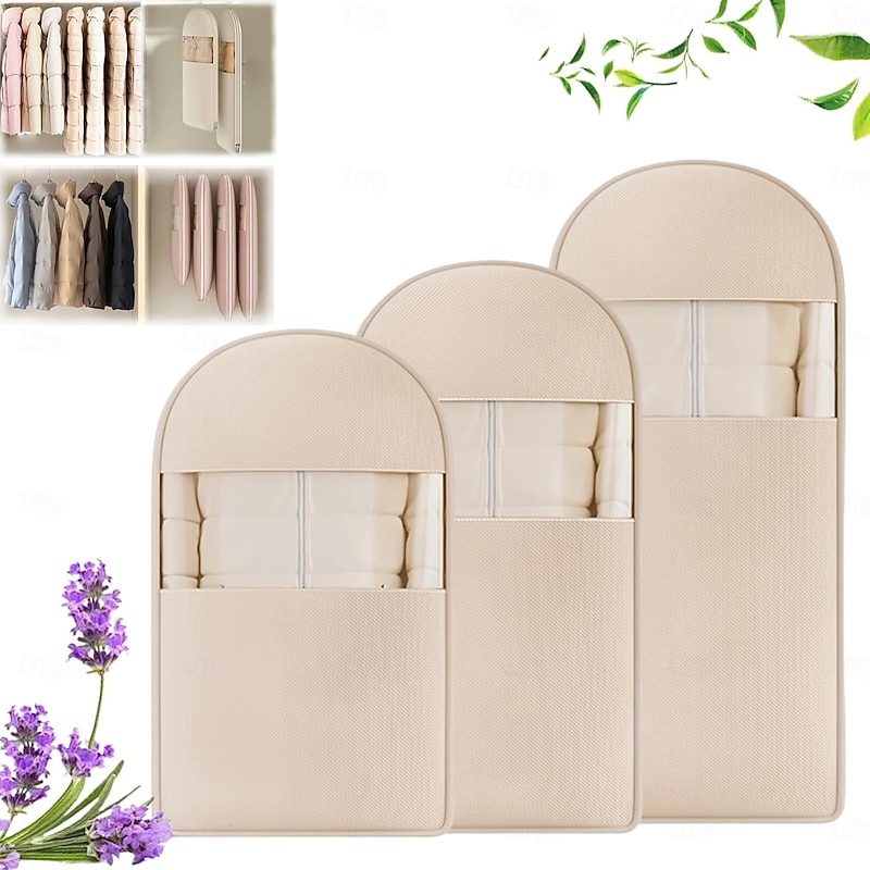 Space Saving Hanging Garment Bag with Self Compression Zipper, Self Compression Zip Garment Bags, Space Saving Hanging Bag, Protects Clothes from Wrinkles