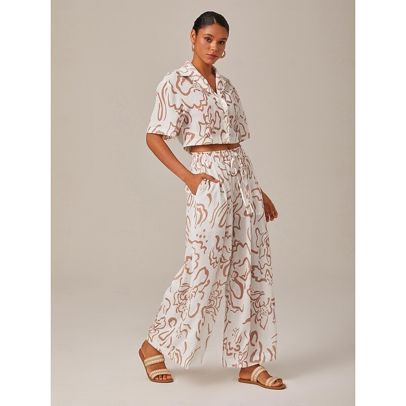 Abstract Art Print & Linen-Like Short-Sleeve Shirt2