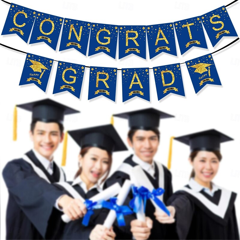 Congrats Grad Banner for Graduation Decorations Graduation Banner for Graduation Party Decorations Garland Bunting Hanging Flag Sign