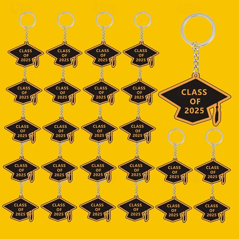 10 Pieces Class of 2025 Graduation Keychains Rubber Key Chains Grad Cap